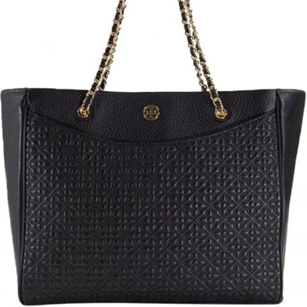 Tory Burch Bryant Quilted Black Leather Tote Bag